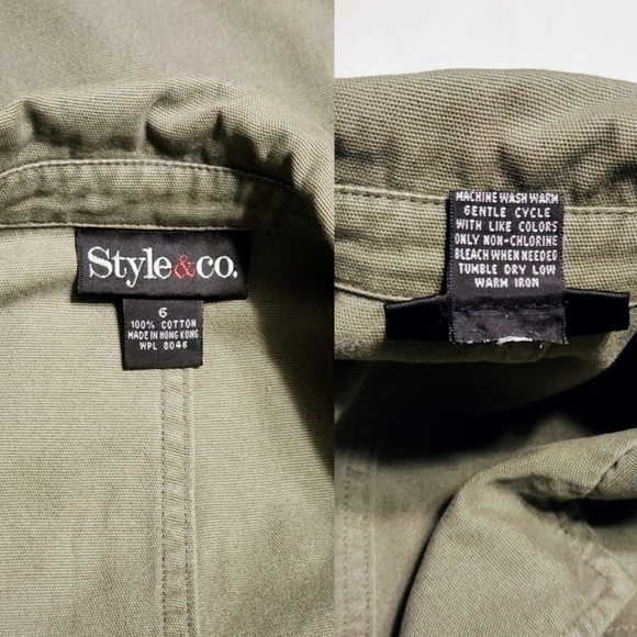 Style & Co Cotton Utility Jacket Khaki Green Size 6 - Picture 10 of 11